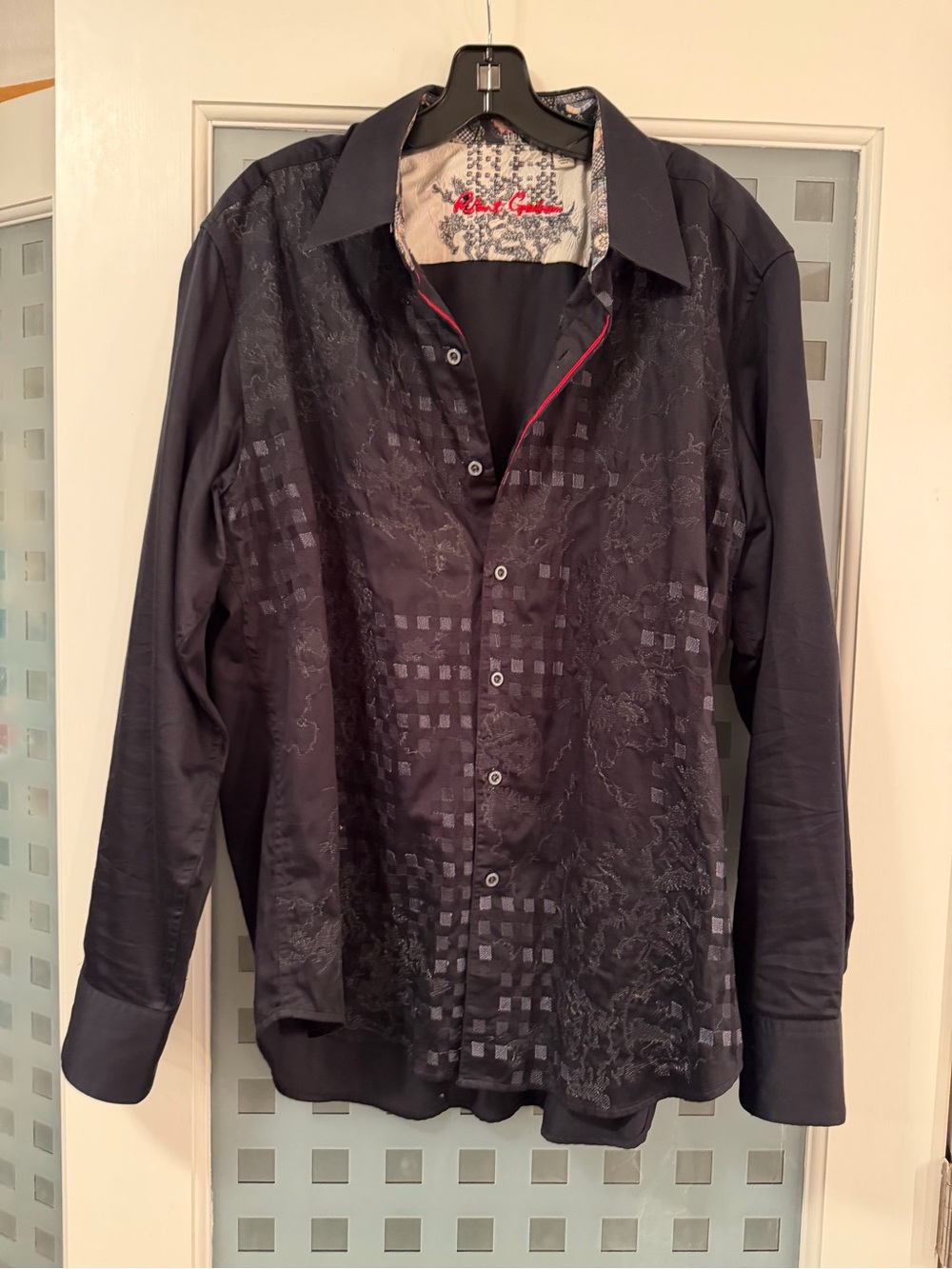 Robert Graham Black Button-Up Shirt with Subtle Pattern XL